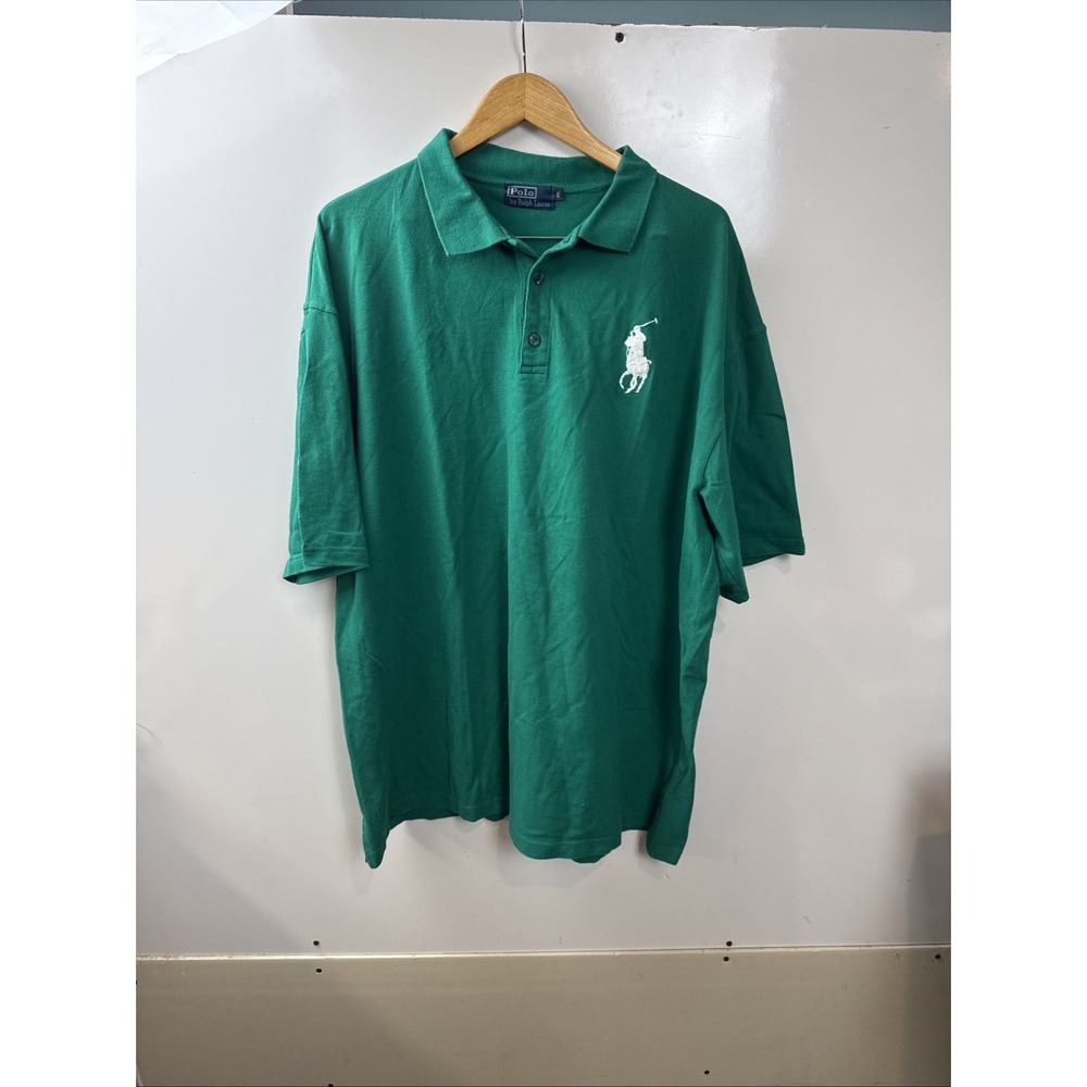 Polo Ralph Lauren Classic Fit Big Signature Pony Mesh Polo Shirt Green Size 4XL